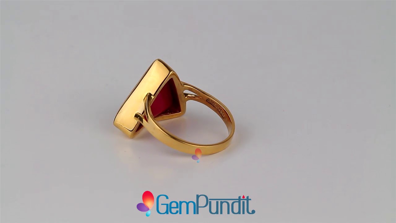 Buy CEYLONMINE Trikon (Triangular) Coral (Munga), Finger ring Mangal Dash  Astronomy, Men Women Brass Coral Gold Plated Ring Online at Best Prices in  India - JioMart.