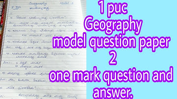 @studysimply  geography 1 puc model question paper 2 one mark