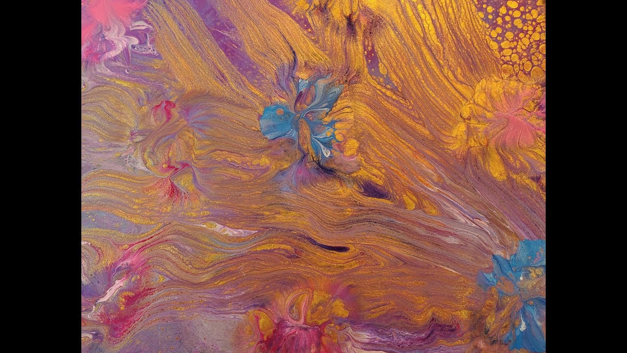 (85) Fluid Art Acrylic Pouring Flip Cup with Gold Swipe experimental ...