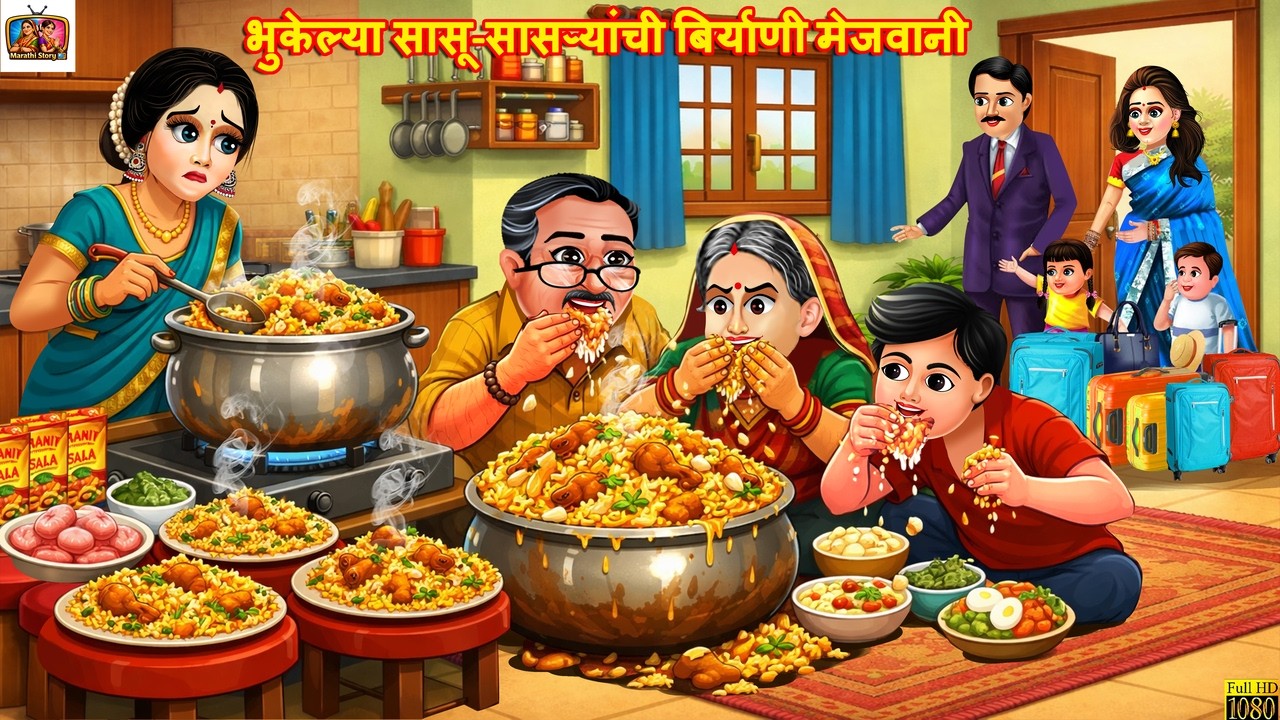 Bhukēlyā sāsū-sāsaṟyān̄cī biryāṇī mējavānī | Marathi Stories | Marathi Moral Story | Marathi Cartoon