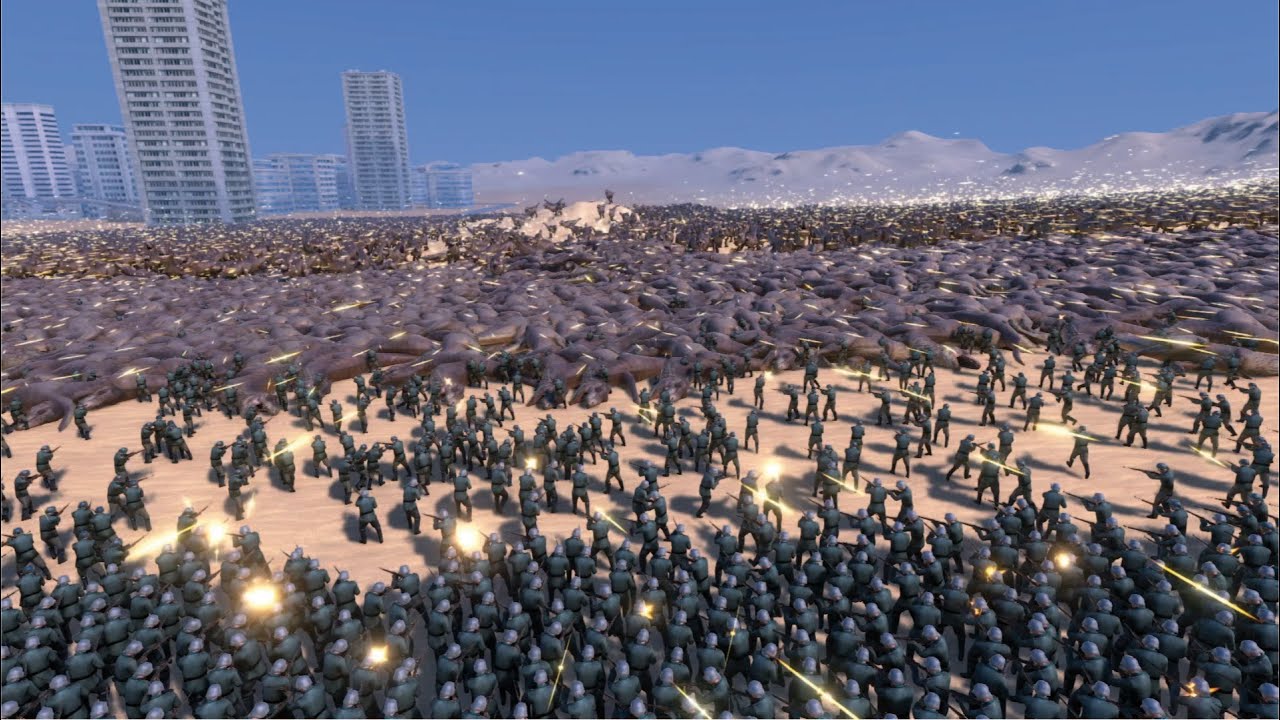 100,000 GERMAN WW2 SOLDIERS VS 10,000 T-REX - Ultimate Epic Battle Simulator UEBS