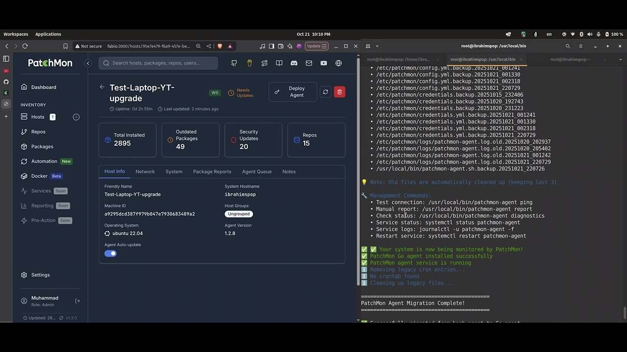 Upgrading PatchMon from 1.2.8 to 1.3.0 via Docker | OpenSource Linux ...
