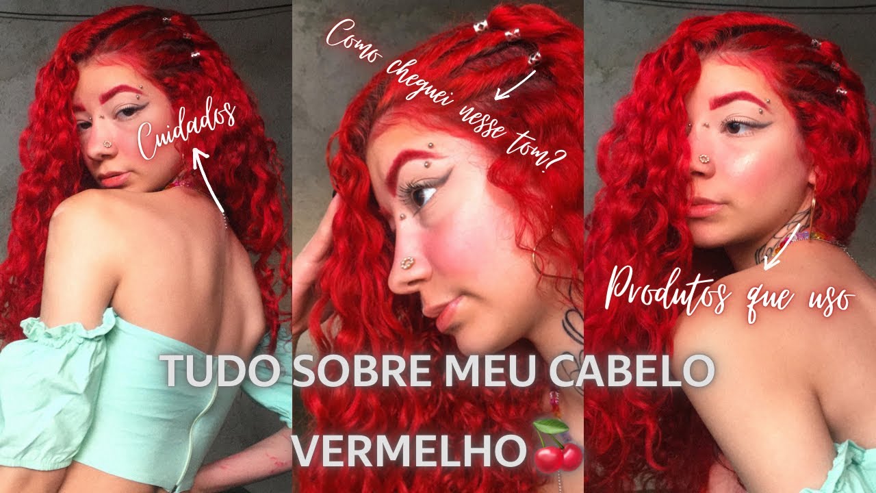 Tudo sobre meu cabelo vermelho | como cheguei nesse tom?🧜‍♀️🍒(perfect red cherry color)