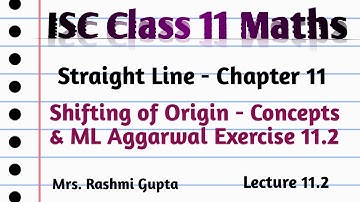 ISC Class 11 Maths | Straight Line | Shifting of origin concepts | ML Aggarwal solution Ex 11.2 |