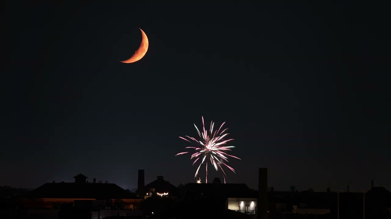 Timelapse Footage Shows Waxing Crescent Moon Setting Over