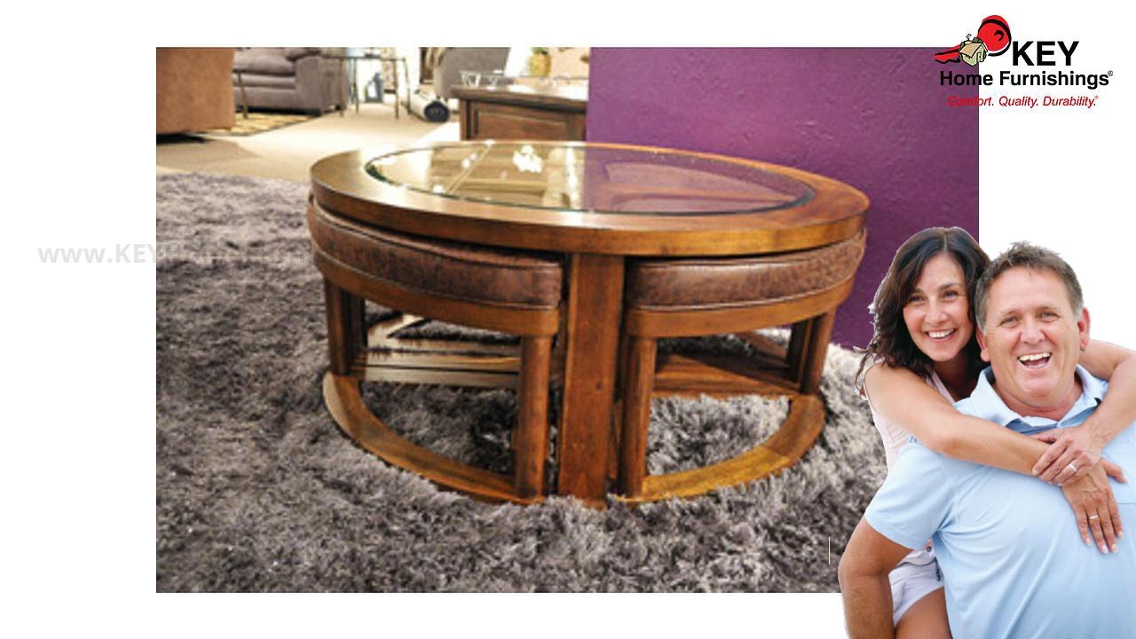 Ashley Hannery Coffee Table with Stools (Set of 5) T7258 KEY Home