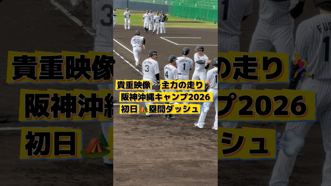 貴重映像🎬主力の走り🏃‍♂️阪神沖縄キャンプ2026初日🏕️塁間