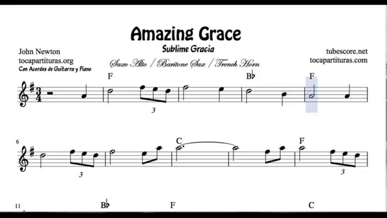 Amazing Grace Sheet Music for Alto Sax Baritone Sax and Horn Sublime Grac.....