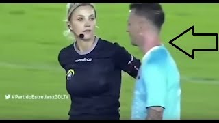 Hermosa Chica Arbitro le hace una broma a Jugador