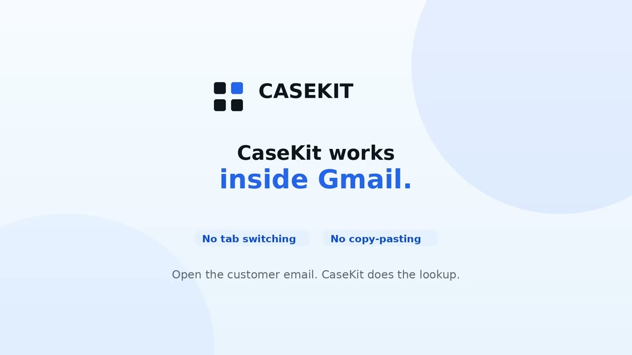CaseKit finding a Shopify order inside a Gmail conversation