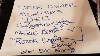 "Part 1 dear owner of FOCUS BRANDS ROARK CAPITAL GROUP" #focusbrands #capitalgroup #missingfood