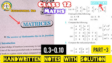Matrices class 12 exercise 3.2 | class 12 maths chapter matrices || cbse and all state board NCERT 📖