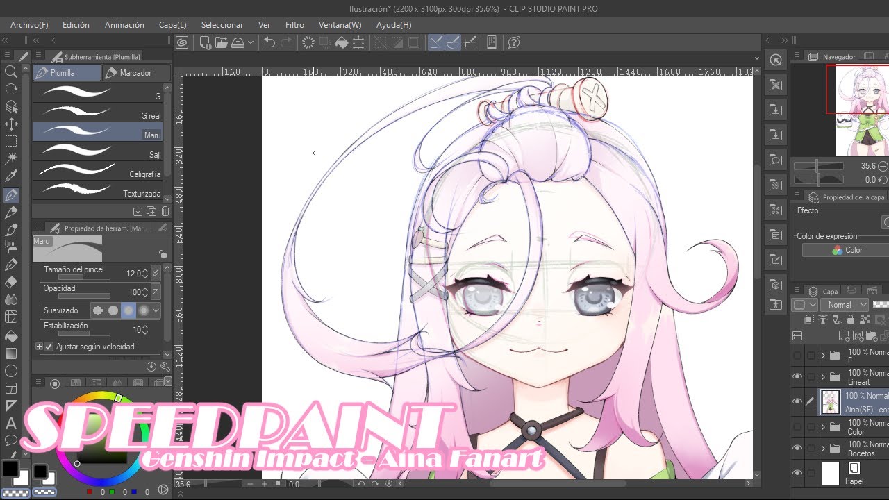 Speedpaint: Genshin Impact Fanart - Aina - Clip Studio Paint - YouTube