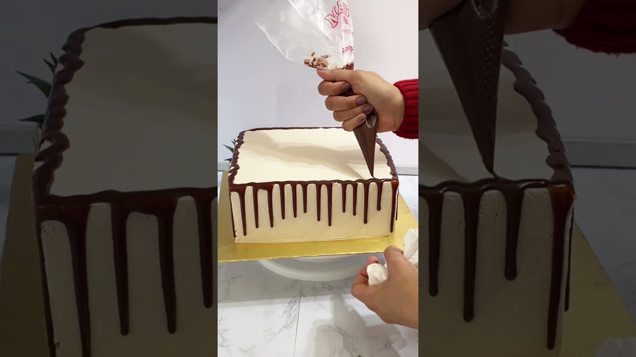 Chocolate Drip Square Cake Tutorial #cake #shortsvideo #short #dripcake #ytshorts #shortsfeed