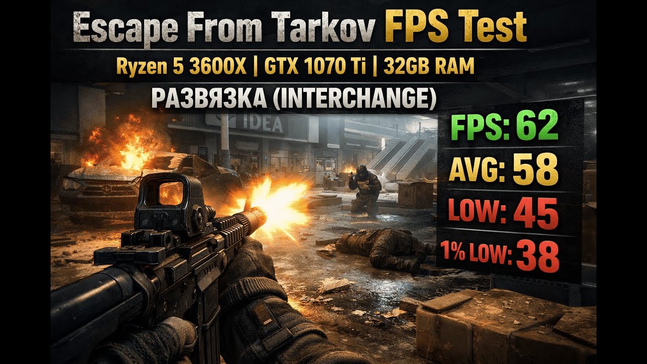 Escape From Tarkov FPS Test — Ryzen 5 3600X | GTX 1070 Ti | 32GB RAM | Развязка (Interchange)