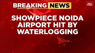 Noida Airport Waterlogged After Heavy Rain | Video Sparks Concerns Over Infrastructure Quality