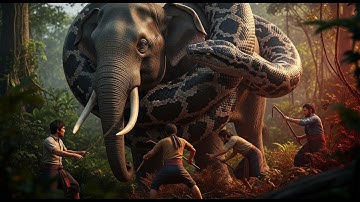 Fearless Heroes Confront Giant Python To Save The Playful Elephant: An Unforgettable Rescue!