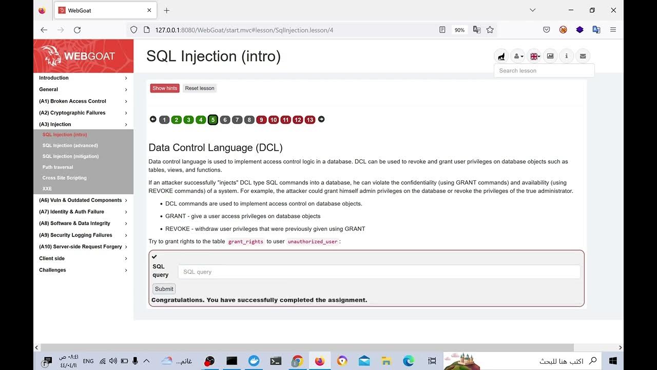 Webgoat sql injection intro youtube