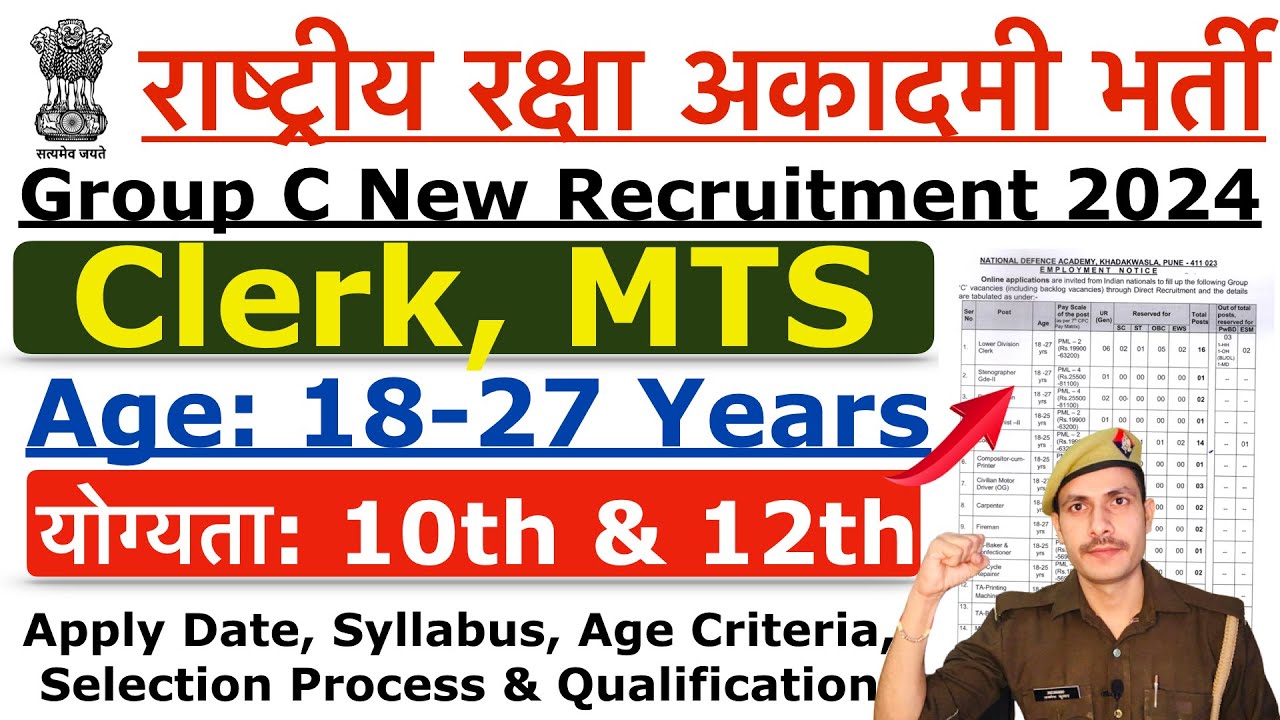 NDA Pune Group C Recruitment 2024  NDA Pune MTS LDC New Vacancy 2024  Age Syllabus Details