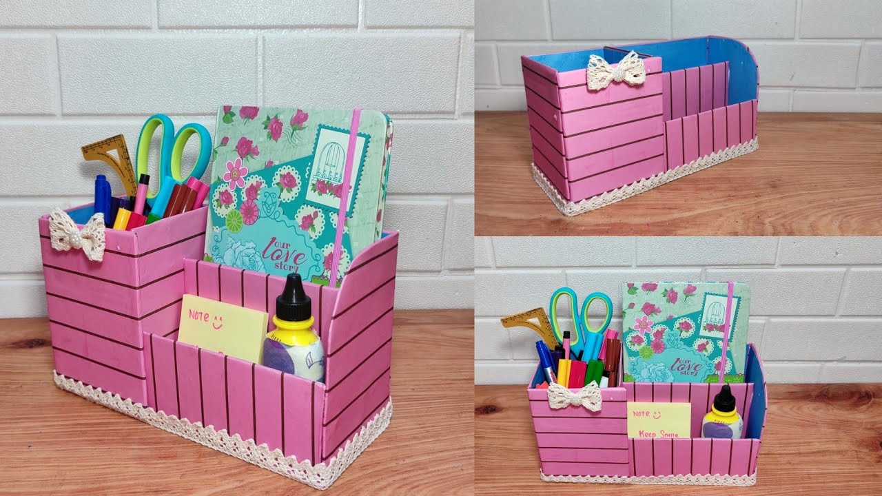 Waste Material Craft Ideas | Desktop Organizer From Waste Material | Best waste cardboard ideas