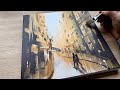 Sunset Street / Acrylic painting / step by step / Daily challenge #67