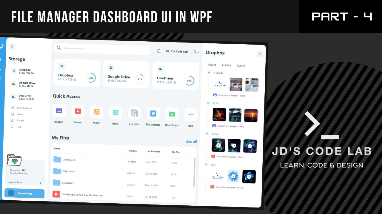 WPF C# | File Manager Dashboard UI Wpf Part - 4 (Jd's Code Lab) - YouTube