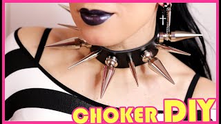 GIANT SPIKE Choker DIY / How to make a giant spike goth / punk choker!