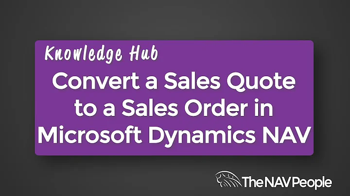 Convert a Sales Quote to a Sales Order