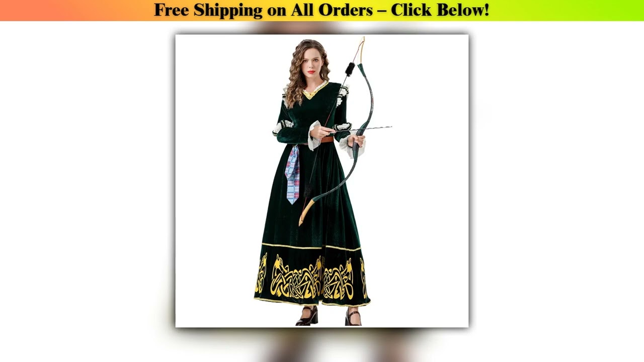 Merida Brave Costume for Girls - Official Disney Princess Dress with Bow & Arrow for Cosplay