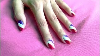 Cello Tape से बनाए तीन रंगों वाला नेल आर्ट || Cello Tape Nail Art || #nailart || #beauty || #art