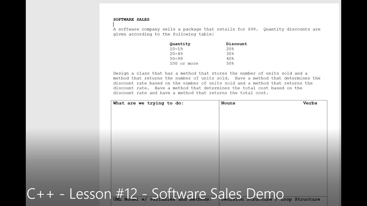 C++ - Lesson #12 - Software Sales Demo - YouTube