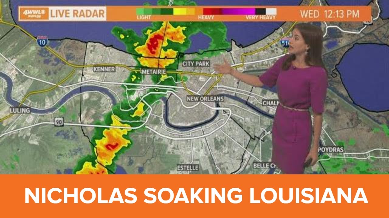 Tropical Depression Nicholas dumps rain over south Louisiana - YouTube