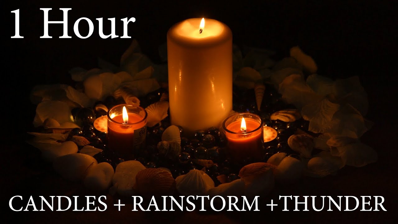 1 Hour Rain and Candles, High quality Rain sounds with beautiful