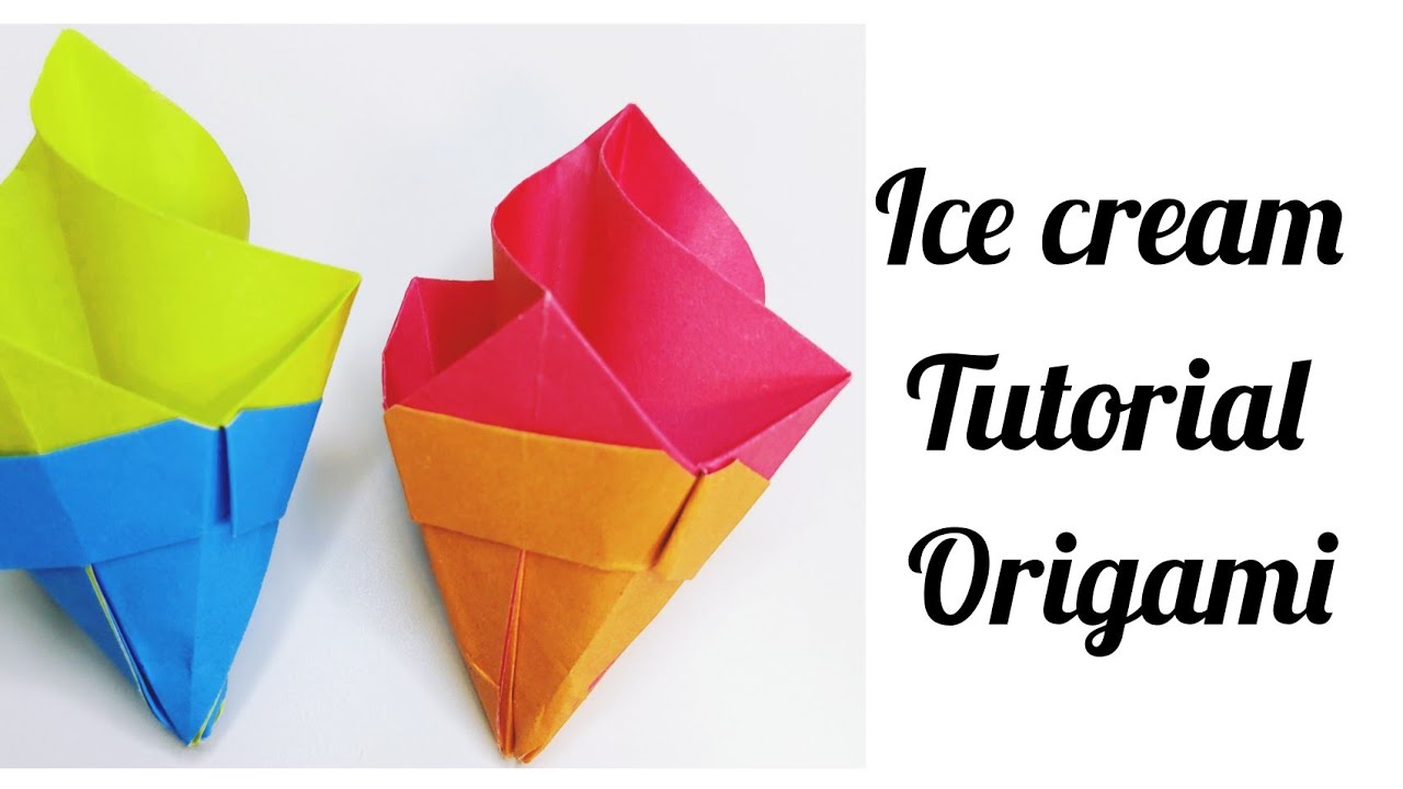 origami ice cream cone tutorial ice cream اریگامی بستنی قیفی YouTube