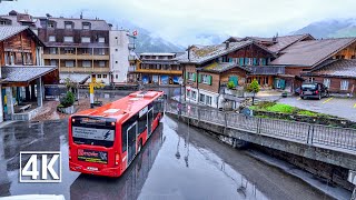 Switzerland  Adelboden, Rainy Day Walk in Spring