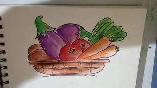 vegetable basket drawing with soft pastels screenshot 4