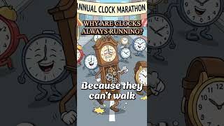 Why are clocks always running? Because they can't walk. #clockjokes #dadjokes #cleancomedy  djh04 42