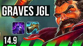 GRAVES vs KHA'ZIX (JGL) | 68% winrate, 43k DMG, Godlike, 17/6/16 | KR Master | 14.9