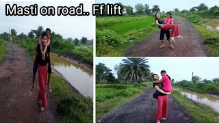 Lift Carry on road.. Sister's masti time.. lifting carrying | village vlog