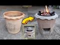 ทำเตาถ่านจากกระถางต้นไม้เก่า Making a charcoal stove from an old plant pot