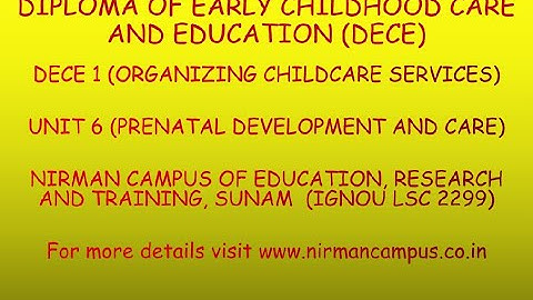DECE - 1 (Unit 6: Prenatal Development & Care), Counselling Session,  2024 Session, IGNOU - LSC 2299