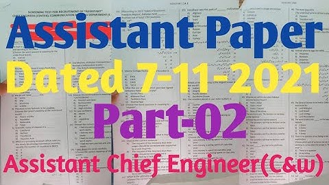 Assistant Chief Engineer (C & W) Test Dated 7-11-2021| Etea Assistant paper c&w Part-2 Department
