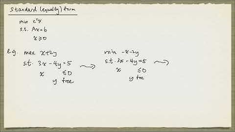 Linear programming standard form