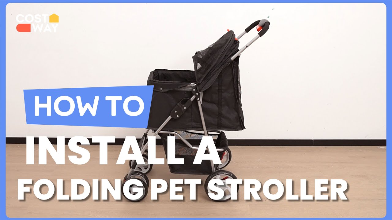 Folding Pet Stroller with Storage Basket and Adjustable Canopy - Costway