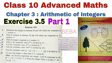Class 10 Advanced Maths Exercise 3.5 | Arithmetic of Integers | Modulo | Congruence | Advance Maths
