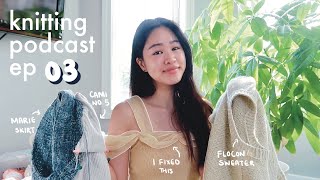 Flocon Sweater, Marie Skirt, Camisole No. 5, Belle Blouse | Knitting Podcast April 2024 | ep 03