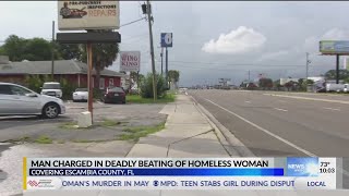 Man charged in deadly beating of homeless woman