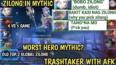 ZILONG WORST HERO IN MYTHIC? | OLD TOP 2 GLOBAL ZILONG | MOBILE LEGENDS