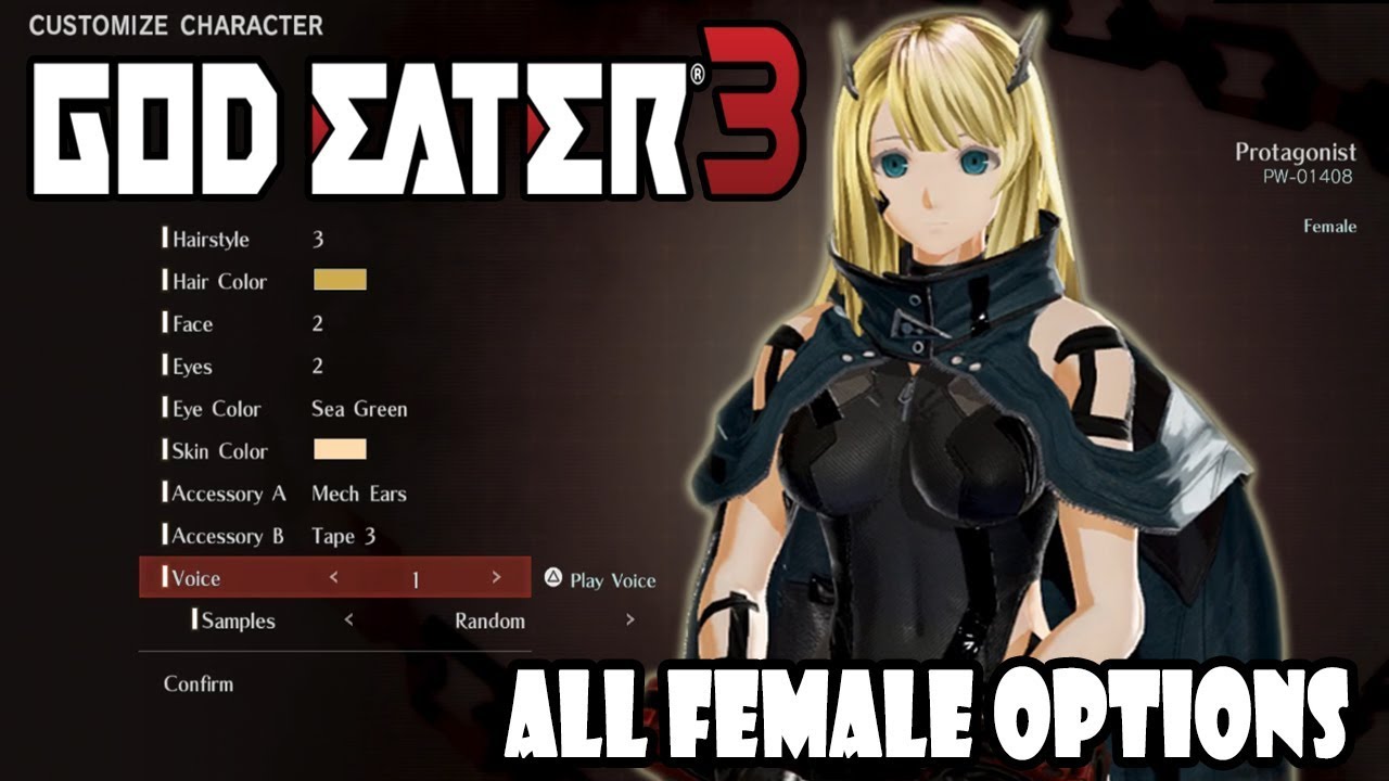 God Eater 3 Character Creation (All Female Options)