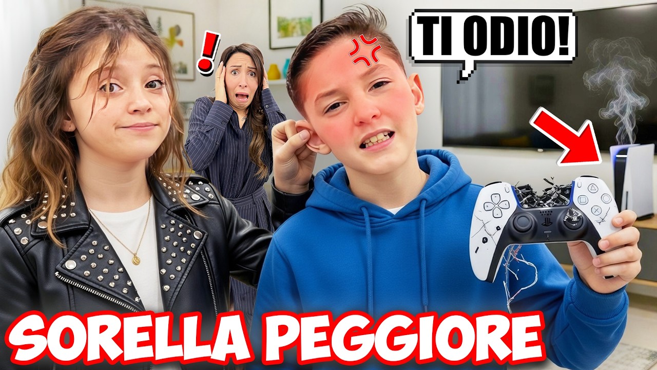 FIGLIACHIARA DIVENTA UNA SORELLA CATTIVA E DISTRUGGE TUTTE LE COSE DI SUO FRATELLO FIGLIODIEGO,